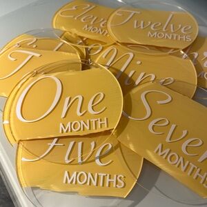 Handmade! Yellow/Dark beige Baby Milestone Acrylic signs